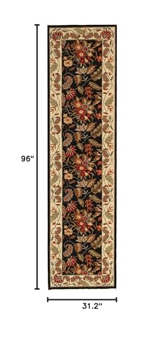 SAFAVIEH Chelsea Collection Runner Rug - 2'6" x 8', Black, Hand-Hooked French Country Wool, Ideal for High Traffic Areas in Living Room, Bedroom (HK141B) - color: Black, size: 2'6" x 8' (Runner)
