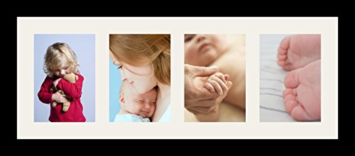 ArtToFrames Collage Photo Frame Single Mat with 4-5x7 Openings and Satin Black Frame. - color: 4 - 5x7 - (2380)