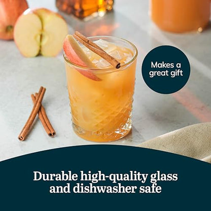 Libbey Carats Double Old Fashioned Glasses, 12 Oz Faceted Whiskey Drinking Glasses, Dishwasher Safe Rocks Glass Set for Spirits, Cocktails - color: Carats Rocks