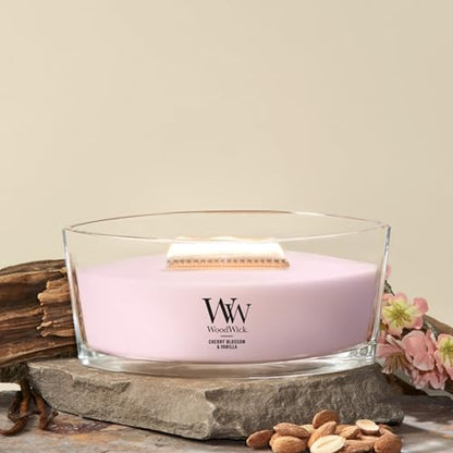 WoodWick Cherry Blossom & Vanilla Scented Ellipse Candle - color: Cherry Blossom & Vanilla, size: 16oz