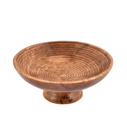 FRUIT BOWL Mango Wood Round Shaped Serving Bowl For Fruit,Dessert Platter Tray Dish Kitchen Dining Fruit,Dessert,Snack (12" x 12" x 5")