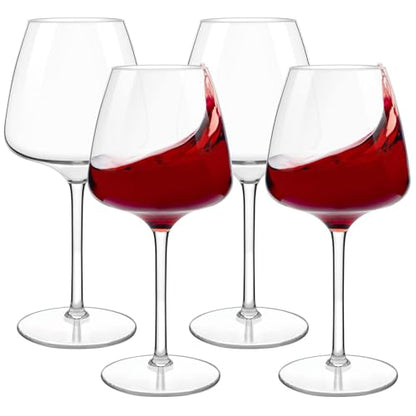 MICHLEY Floating Wine Glasses for Pool Unbreakable Tritan Plastic Red Wine Glasses with Stem Poolside Floating Cups 20.5 OZ, Dishwasher Safe, Set of 4 - color: Red Burgundy 20.5oz, size: 4 Count (Pack of 1)