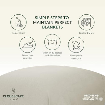 CSL Cotton Herringbone Throw Blanket, Cooling Summer Blankets, 50"x70", Fog - color: 06. Fog, size: Throw (50" x 70")