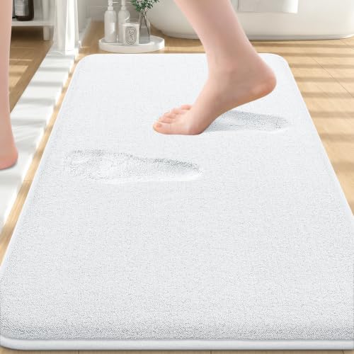 Smiry Memory Foam Bath Mat 30x20, Extra Soft Absorbent Bathroom Rugs | White Quick Dry, Machine Washable Bath Mats for Bathroom, Shower, Tub and Home Decor Accessories - color: White, size: 30'' X 20''