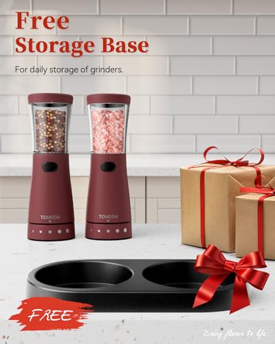 Electric Salt and Pepper Grinder Set with Storage Base, Stainless Steel Rechargeable Salt and Pepper Grinder Set with 4.5 oz Large Capacity, 1.8" Wide Mouth, Adjustable Coarseness, Ideal for Kitchen - color: Roseo