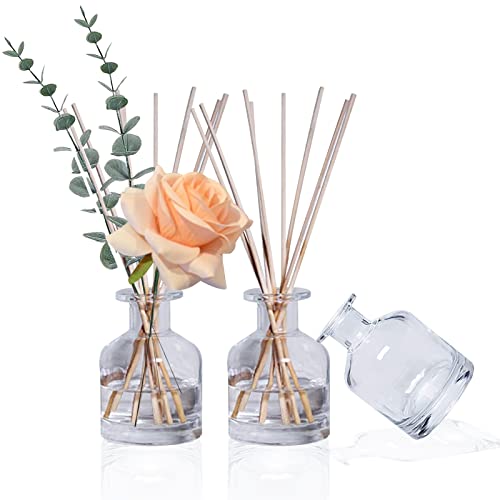 HOSSIAN 150ml/50oz 3PCS Reed Diffuser Bottles,Fragrance Diffuser Empty Bottle with 28pcs Reed Sticks for Home Fragrance Accessories and Women Gift Room,Home,Bathroom Decor (Clear) - color: Clear