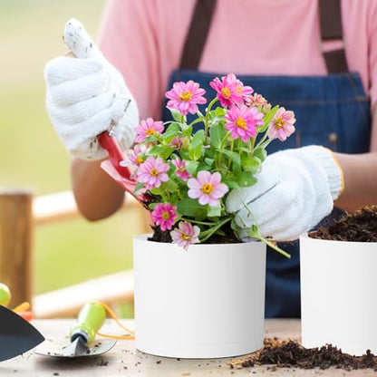 Large Plant Pots Set of 3 – 8", 9", 10" Indoor Flower Pots with Drainage Holes and Saucers, Big Planters for Monstera, Fiddle Leaf Fig, Snake Plant – 5 Colors - color: White