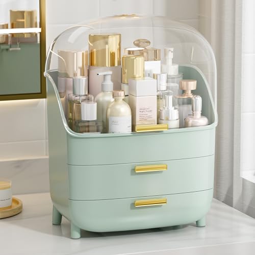 Vtopmart 3-Tier Skincare Makeup Organizer with Lid, Green - color: Green, size: With Lid