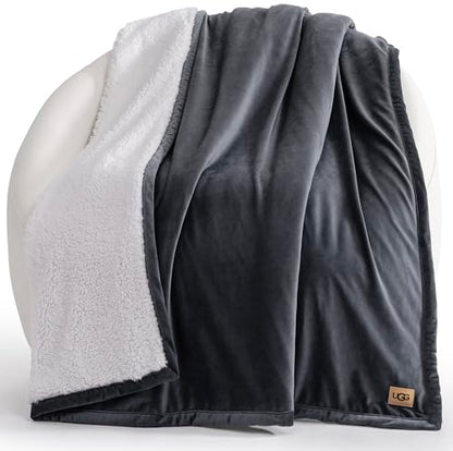 UGG Bliss Fleece Plush Throw Blanket for Couch, 50''x70'', Imperial Blue | Soft, Cozy, Reversible, Oeko-Tek Compliant, Easy Care, Medium Weight, Giftable Blanket, Year-round Use - color: Blue