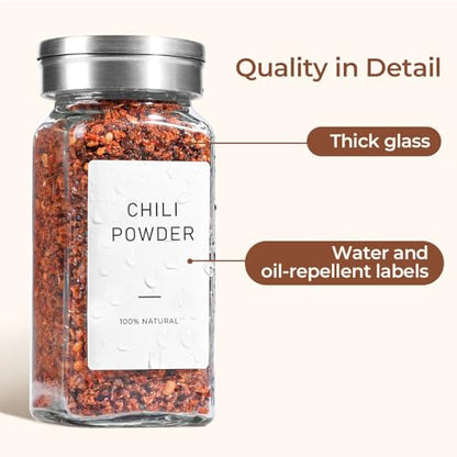 ComSaf Glass Spice Jars with Shaker Lids 4 oz 6 Pack Square | Labels, Seasoning Herbs Powders, Salt Pepper Chili, Spice Rack Organization, Kitchen Cabinet Storage, Funnel Included - color: 4oz*6 Shaker Lids