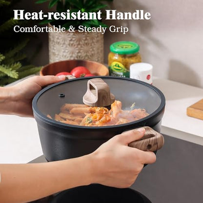 SENSARTE 20Pcs Nonstick Pots and Pans Set, Black Titanium Cookware Set | Healthy Kitchen Cooking Set, Induction Compatible, Dishwasher Safe, PFOA/PFOS Free - color: Midnight Black