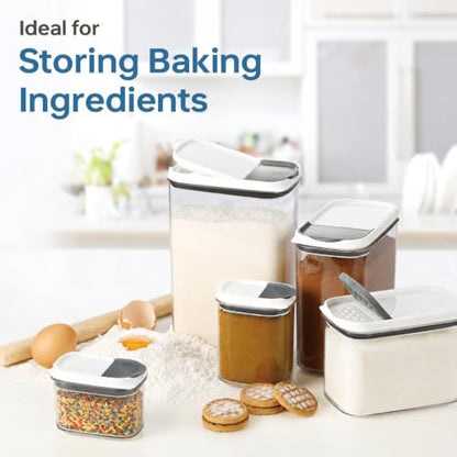 Felli Shake N Stor Baking Canister with Shaker Lid + Pour Spout + Leveler ALL IN ONE Storage Container Pantry Kitchen Organizer Spice Jars Parmesan Powder Dispenser Bottles (0.13qt, 6PC Set) - color: 0.13qt, 6PC Set