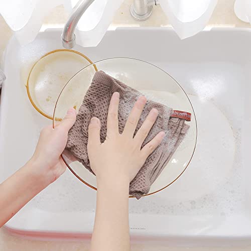 100% Cotton Waffle Weave Kitchen Dish Cloths, 6 Pack Ultra Soft Absorbent, Quick Drying Dish Towels, 6x6 Inches, Dish Rags for Drying Dishes & Daily Kitchen Use (Light Brown) - color: Light Brown