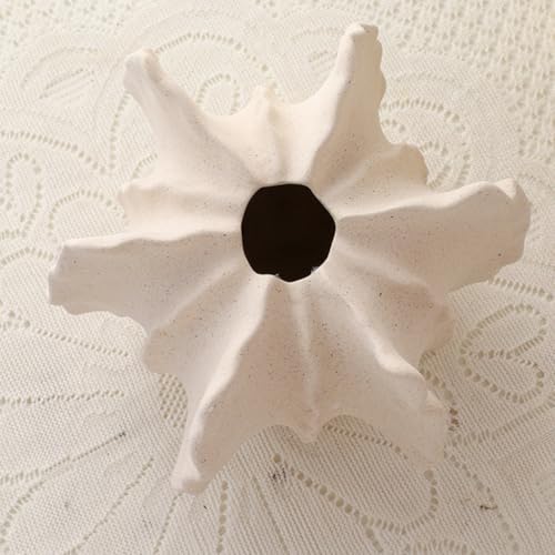 White Ceramic Vase Modern Home Decor, Unique Vase Round Matte Donut Vases for Pampas Grass, Neutral Boho Nordic Minimalism Style Flower Vases for Living Room Wedding Dinner Table Party (W231White