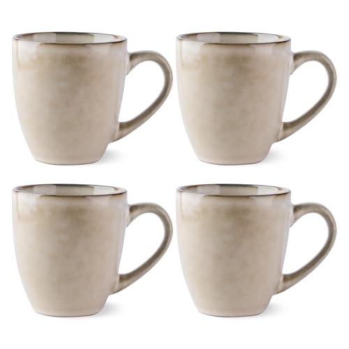 GBHOME Ceramic Coffee Mugs Set of 4, 12oz Stoneware Coffee Mugs Set For Dad Mom Women MEN, Light Weight Ceramic Coffee Cups for Latte/Tea/Beer/Hot Cocoa, Dishwasher & Microwave Safe,Cappuccino - color: Cappuccino, size: Set of 4