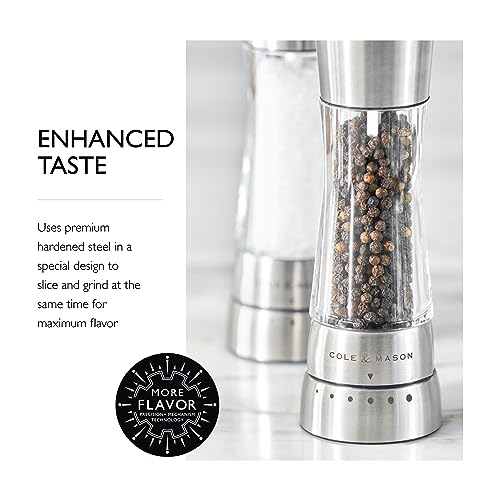 Cole & Mason Derwent Grinder Set - Precision Mechanisms and Sea Salt and Peppercorns - Derwent Salt and Pepper, Stainless Steel - color: Stainless Steel