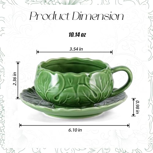 KAMMAK Tea Cups and Saucers Set of 2, 10 oz Porcelain Coffee Cups, SY008 | Stackable Espresso Mugs, Ceramic Demitasse for Coffee, Cappuccino, Latte, Americano, Tea - size: 8CZSY008