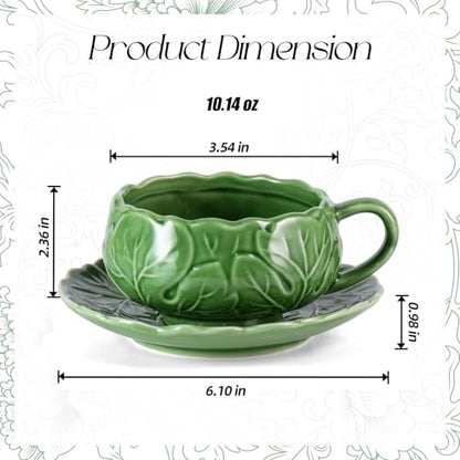 KAMMAK Tea Cups and Saucers Set of 2, 10 oz Porcelain Coffee Cups, SY008 | Stackable Espresso Mugs, Ceramic Demitasse for Coffee, Cappuccino, Latte, Americano, Tea - size: 8CZSY008