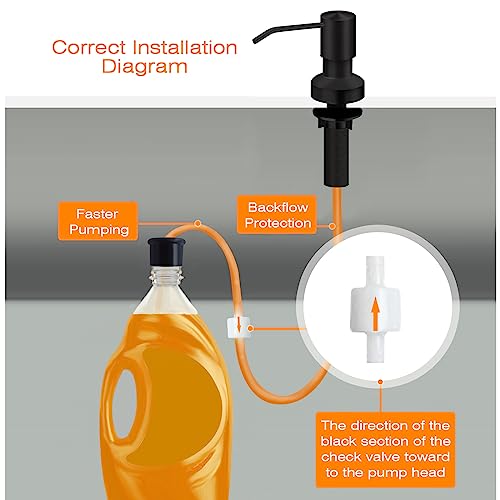 Sink Soap Dispenser for Kitchen Sink, Countertop Built in Sink Soap Dispenser with 47”Extension Tube kit, No Need to Fill The Little Bottle Again (Black) - color: Black