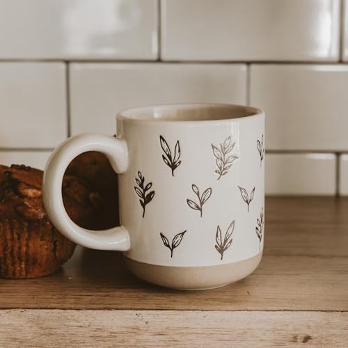 Sweet Water Decor Autumn Coffee Mug with Brown Leaves Design, 14oz Stoneware Cup for Tea & Cider, Microwave & Dishwasher Safe, Cozy Fall Gift - style: Brown Leaves