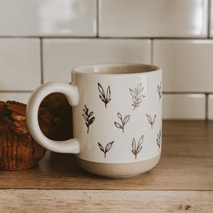 Sweet Water Decor Autumn Coffee Mug with Brown Leaves Design, 14oz Stoneware Cup for Tea & Cider, Microwave & Dishwasher Safe, Cozy Fall Gift - style: Brown Leaves