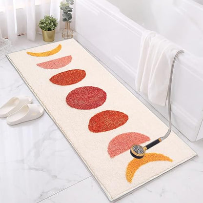 Bohemian Laundry Room Rug Non Slip Boho Kitchen Rug Runner Soft Fluffy Accent Bedroom Bedside Rugs Living Room Rugs Washable Absorbent Bath Mat for Bathroom, Tub, Beige, 60x20 Inch - color: F Bohemian