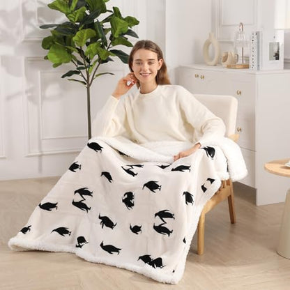 Heated Blanket Twin Electric Blanket Cute Penguin Print 62"x84" for Winter - color: Penguin Print, size: Twin 62" x 84"