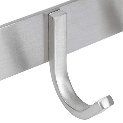 Towel Hook Rack Brushed Nickel 17-Inch Coat Hook Rail Wall Mounted with 7 Hooks, Durable Wall Hangers for Bedroom, Bathroom, Foyer, Hallway (304 Stainless Steel) - size: 7 hooks