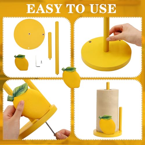 Lemon Paper Towel Holder 3D Lemon Kitchen Decor Countertop Toilet Paper Towel Stand 12.5 Inch Yellow Resin Decorative Funny Housewarming Gifts for Women Farmhouse, Home Decor - style: Lemon