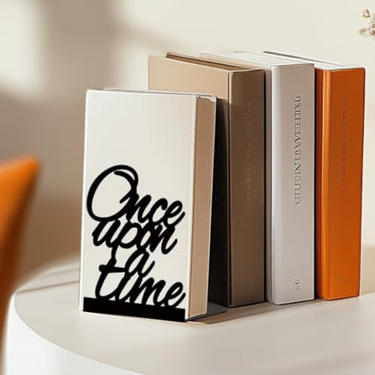 Unique Metal Bookends for Shelves Decorative Black Bookends 7x4.7x3.5 inch 1 Pairs/2 Pcs - style: Words