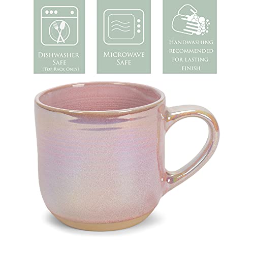 Elanze Designs Glossy Reactive Glaze Large 17 Fluid Ounce Everyday Kitchen Food Grade Ceramic Stoneware Coffee Mug Cup with Comfort Curved Handles, Set of 4, Rose Pink - color: Rose Pink