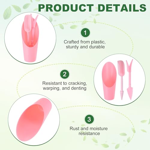 M METERXITY 2-Set Succulent Tools, Plastic 2-in-1 Mini Garden Shovel Hand Succulent Transplanting Tools Garden Shovel Transplant Trowel for Planting/Digging/Aerating/Sowing [Pink] - color: Pink