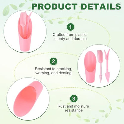 M METERXITY 2-Set Succulent Tools, Plastic 2-in-1 Mini Garden Shovel Hand Succulent Transplanting Tools Garden Shovel Transplant Trowel for Planting/Digging/Aerating/Sowing [Pink] - color: Pink