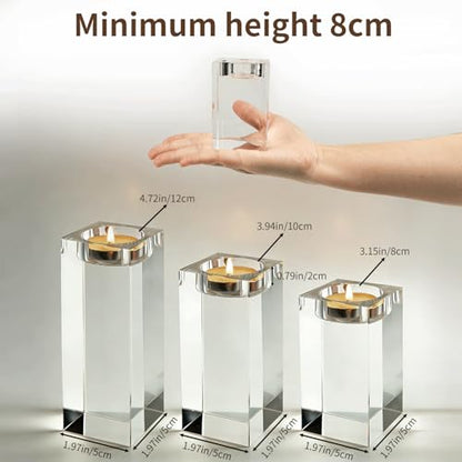 Votive Candle Holders Set of 3, Tea Lights Candle Holder for Table Centerpiece, Crystal Candle Holders for Wedding, Home, Party Decorations