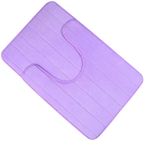 Memory Foam Bathroom Rugs 2 Piece Bath Mat Set Soft Non-Slip and Absorbent Microfiber Bath Rug and U-Shaped Toilet Mat 32"x20"+24"x 20", Purple