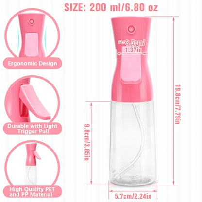 Spray Bottle For Hair,Continuous Water Mister for Hairstyling, Salons, Cleaning, Plants,Essential Oil Scents,Ultra Fine Mist Sprayer,6.8 OZ /200 ML-pink(Christmas Gifts) - color: Bright Pink