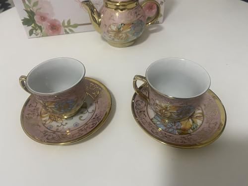 Luxury Ceramic Tea Cup and Teapot Set, 5 Pieces, Gold Plated Floral Design, Gift Box (2 Cups, 2 Saucers, 1 Teapot, Mixed Color, 2.2 × 2.56 in) - color: 6 cups 6 dishes 12 sets/box {color mixed}