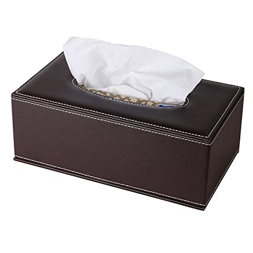 High-end Fashion Pu Leather Tissue Box Holder Business Black,Rectangular Tissue Box Cover,Napkin Holder Drawer Paper Dispenser,Home Office car Tissue Holder with Magnetic Bottom (Brown) - color: Brown