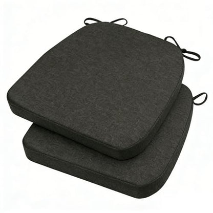 GIBZ Outdoor Chair Cushions 17"x16"x2" with Ties Set of 2 Dark Grey | Waterproof Chairs Cushion U-Shaped Seat Pads Washable Casual for Yard Lawn Patio - color: Dark Grey
