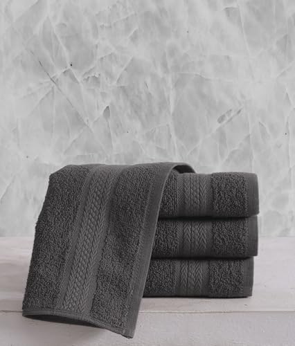 Hawmam Linen Personalized Towels - Customized Turkish Cotton Towel Set, Monogrammed Towels with Initials, Name & Embroidery, Idea for Weddings, Bridal Showers, Anniversaries, for Couples - Grey - color: Cool Grey