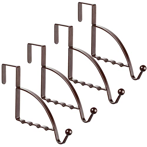 Hotop 4 Pieces Over the Door Hooks Hanger Multi Hanging Storage Organizers Valet Hooks for Coats Clothes Hoodies Hats Scarves Purses Keys Bath Towels Robes and More (Bronze) - color: Bronze