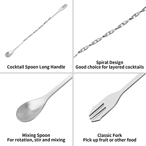 tifanso 2PCS 10" Stainless Steel Cocktail Muddler & Mixing Spoon for Bar | Long Handle Design, Ideal for Mojitos & Fruit Drinks, Sturdy & Rust Proof, Essential Bar Tools for Home & Professional Use