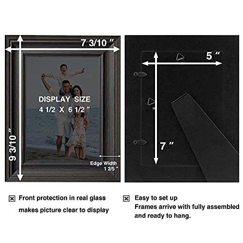 5x7 Picture Frames (3 Pack, Black Wood Grain) Rustic Photo Frame Set with High Definition Glass for Wall Mount & Table Top Display - color: Black, size: 5x7