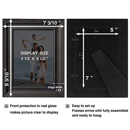 5x7 Picture Frames (3 Pack, Black Wood Grain) Rustic Photo Frame Set with High Definition Glass for Wall Mount & Table Top Display - color: Black, size: 5x7