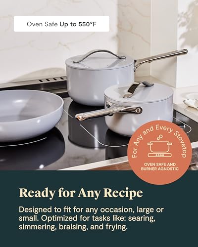 Caraway 24-Piece Non-Stick Ceramic Cookware Set | Fry Pans, Sauce, Sauté Pan, Dutch Oven, Petite Cooker, Stir Fry, Rondeau, Stock Pot, Lids and Storage Organizers, Navy - size: 24pc Set