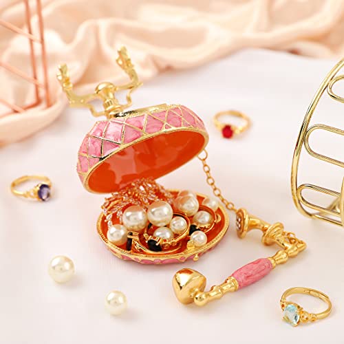 QIFU Hand Painted Small Pink Telephone Figurine Trinket Box Hinged Unique Gift for Family - color: T3 Pink