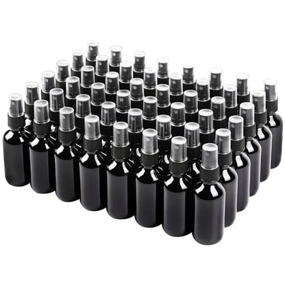 NOOEEISS Black Glass Small Spray Bottle 2 oz 48 Packs,Fine Mist Sprayer Small Clear Bottles,Refillable Containers mini spray bottles for Cleaning Solutions and Skin Care (Black 48pcs) - color: Black, size: 48Pack