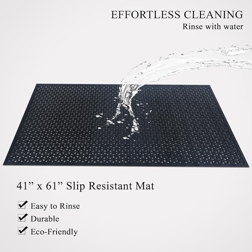 A1HC New All Purpose Rubber Extra Drain 70% Area Floor Mat with Holes for Restaurant Kitchen, Bar Area, Commercial, Residential Entrance, Anti Slip Pool, Garage, Patio High Traffic Area Mat 41x61 Inch - size: 61"L x 41"W x 0.3"Th