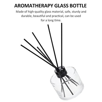 1set Glass Bottles Reed Diffuser Bottle Black Rattan Sticks Refillable Perfume Diffuser for Home Car Living Room Decor and Spa