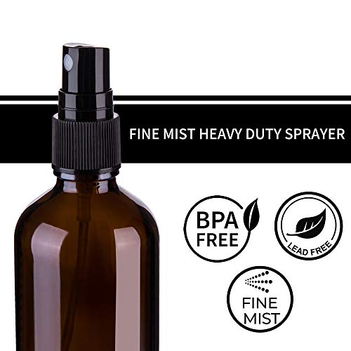 Amber Glass Spray Bottles for Essential Oils, 4oz, 6 Pack | Small, Empty, Fine Mist - color: Amber-6PCS